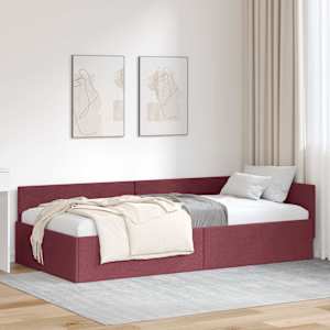 Rohový rám postele s čelo Víno Červené 80 cm x 200 cm textil - obrázek 1