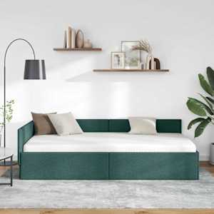 Rohový rám postele s čelo Tmavě zelená 80 cm x 200 cm textil - obrázek 3