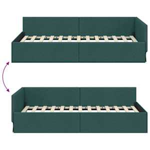Rohový rám postele s čelo Tmavě zelená 80 cm x 200 cm textil - obrázek 9