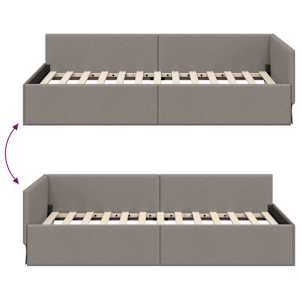 Rohový rám postele s čelo Taupe 80 cm x 200 cm textil - obrázek 9