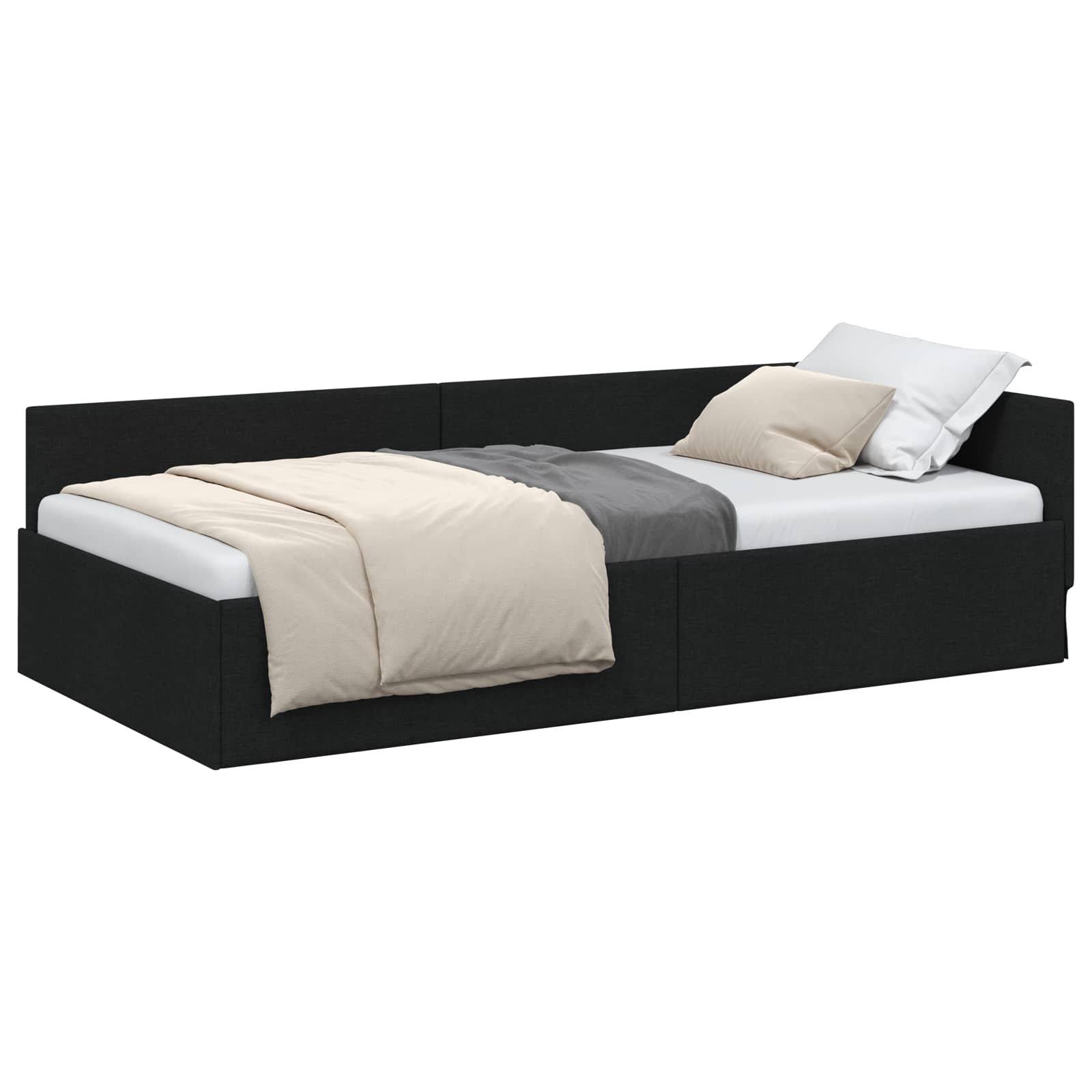 VidaXL Hoek Bed Frame Met Hoofdeinde Zwart 90 Cm X 190 Cm Stof