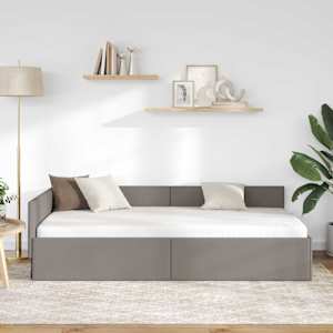 Rohový rám postele s čelo Taupe 90 cm x 190 cm textil - obrázek 3