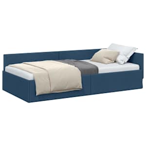 Rohový rám postele s čelo Modrá 90 cm x 190 cm textil - obrázek 2