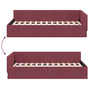 Rohový rám postele s čelo Víno Červené 90 cm x 200 cm textil - obrázek 9