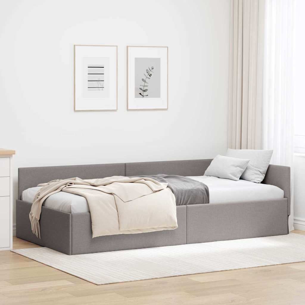 vidaXL Cadru de pat colțar cu headboard Gri taupe 100 x 200 cm