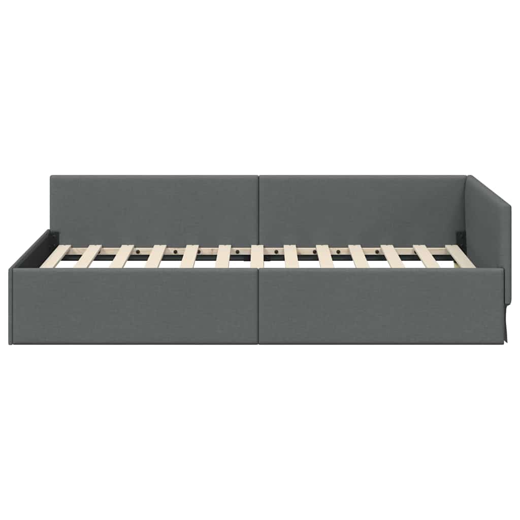 Kulmavuoteen runko Tumma harmaa 100 x 203 cm kangas - Image 5