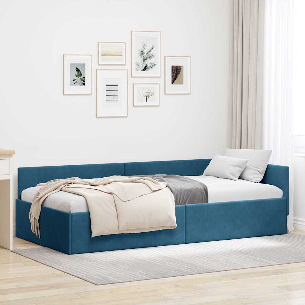 vidaXL Cadru de pat colțar Altele cu headboard albastru 80 x 200 cm