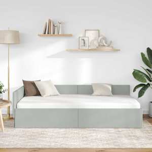 Rohový rám postele s čelo Světle šedá 80 cm x 200 cm samet - obrázek 3