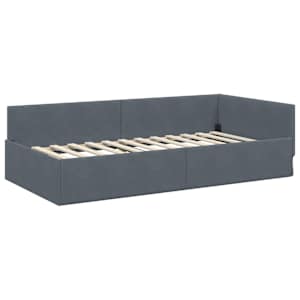 Rohový rám postele s čelo Tmavě šedá 80 cm x 200 cm samet - obrázek 4
