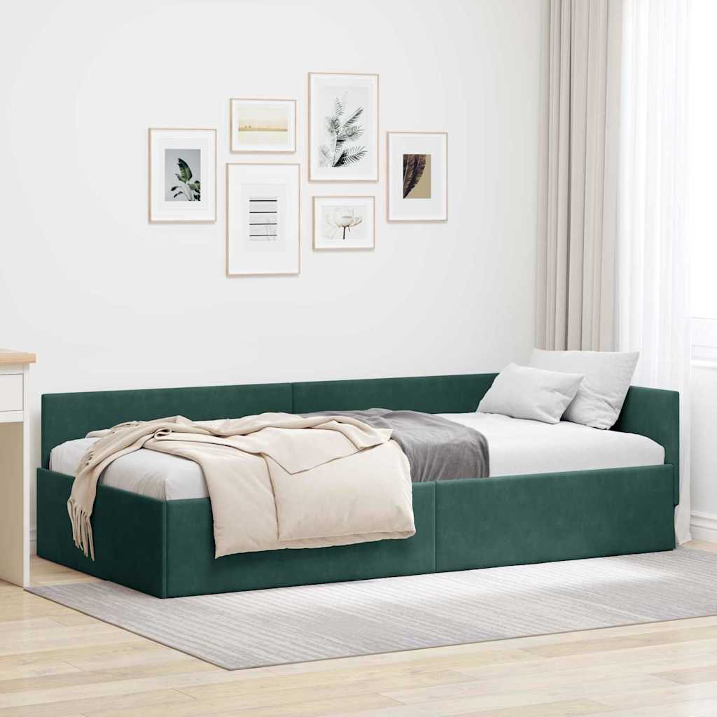 vidaXL Cadru de pat colțar Altele Manual Verde închis 80 x 200 cm