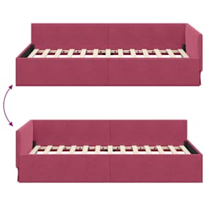 Rohový rám postele s čelo Víno Červené 80 cm x 200 cm samet - obrázek 9