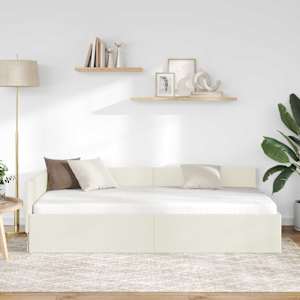 Rohový rám postele s čelo Krémová 80 cm x 200 cm samet - obrázek 3