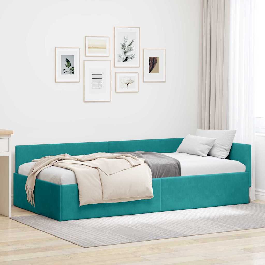 vidaXL Cadru de pat colțar Altele cu headboard Turcoaz 80 x 200 cm