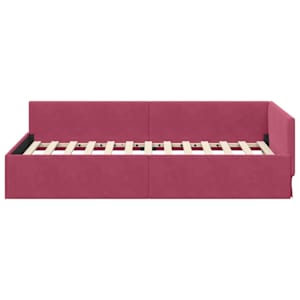 Rohový rám postele s čelo Víno Červené 90 cm x 190 cm samet - obrázek 5