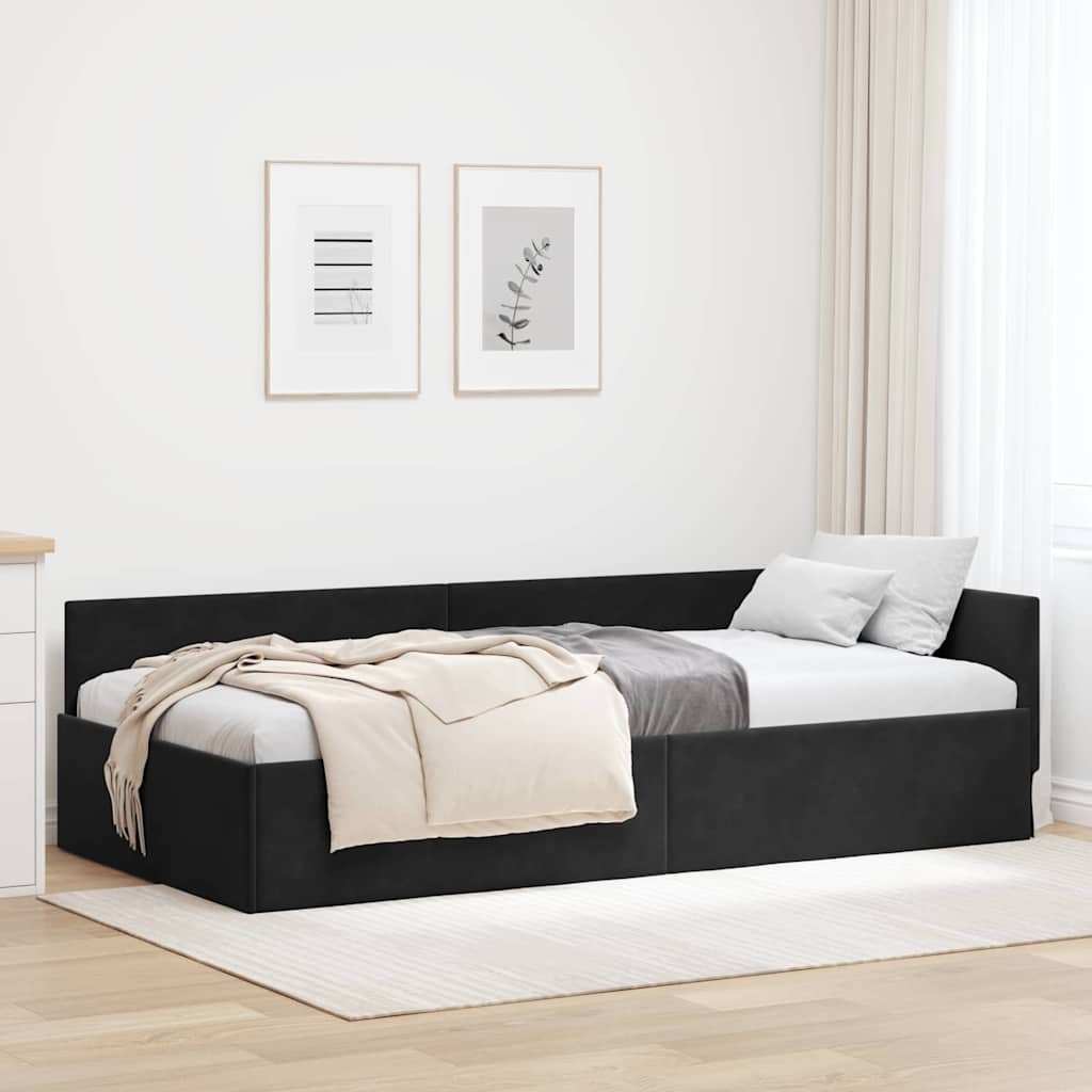 vidaXL Cadru de pat colțar Altele cu headboard Negru 90 x 190 cm
