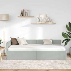 Rohový rám postele s čelo Světle šedá 90 cm x 200 cm samet - obrázek 3