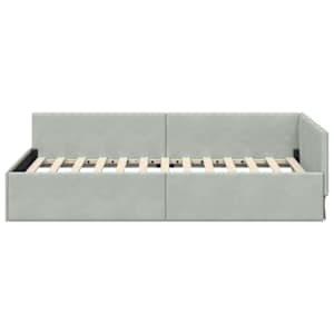 Rohový rám postele s čelo Světle šedá 90 cm x 200 cm samet - obrázek 5
