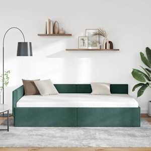 Rohový rám postele s čelo Tmavě zelená 90 cm x 200 cm samet - obrázek 3