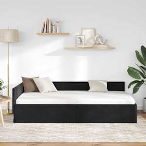 Rohový rám postele s čelo Černá 90 cm x 200 cm samet - obrázek 3