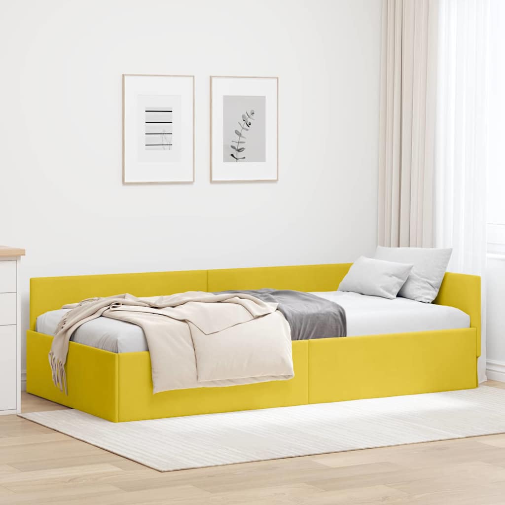 vidaXL Cadru de pat colțar Altele cu headboard Galben 90 x 200 cm