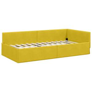 Rohový rám postele s čelo Žlutá 90 cm x 200 cm samet - obrázek 4