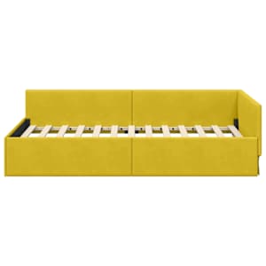 Rohový rám postele s čelo Žlutá 90 cm x 200 cm samet - obrázek 5