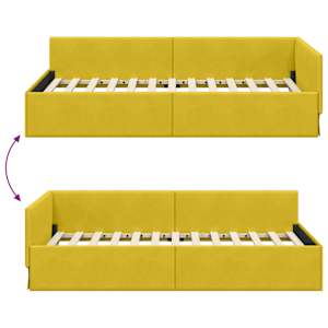 Rohový rám postele s čelo Žlutá 90 cm x 200 cm samet - obrázek 9