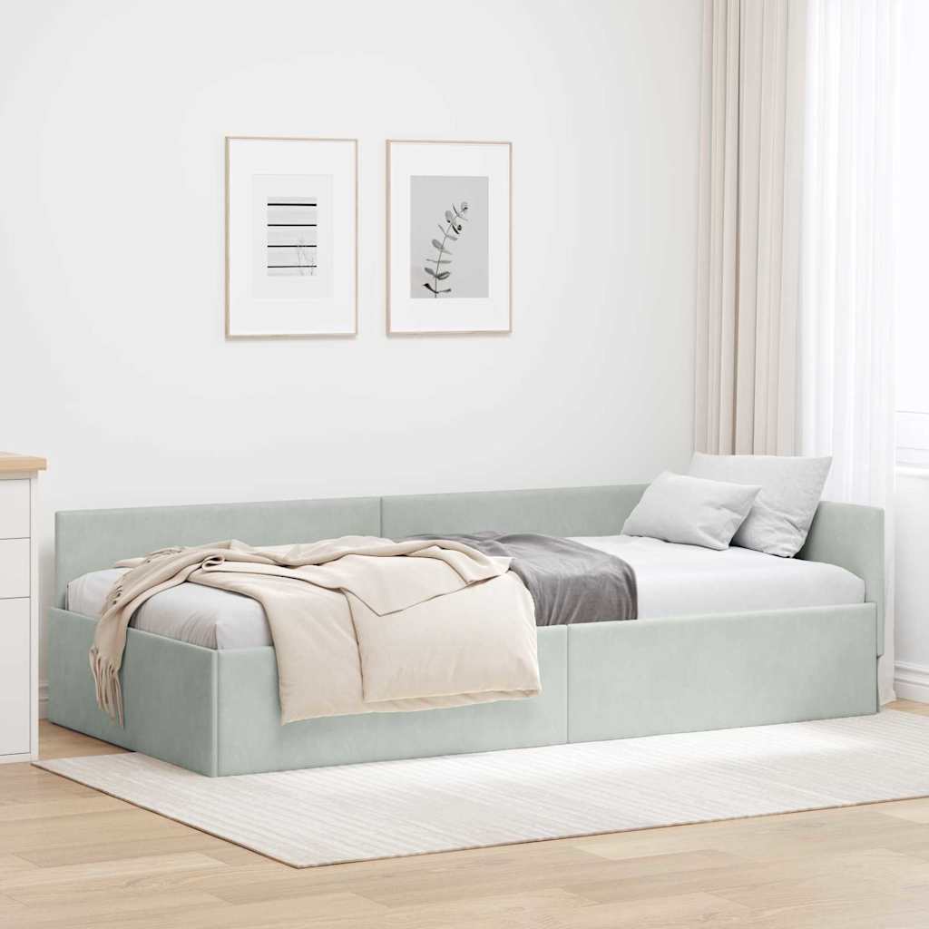 vidaXL Cadru de pat colțar Altele Manual Gri deschis 100 x 200 cm