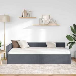 Rohový rám postele s čelo Tmavě šedá 100 cm x 200 cm samet - obrázek 3