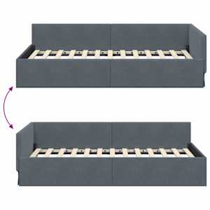 Rohový rám postele s čelo Tmavě šedá 100 cm x 200 cm samet - obrázek 9