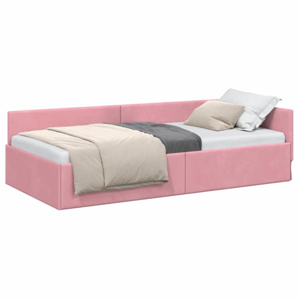 vidaXL Nurgavoodi raam peaga Roosa 100 cm x 200 cm Samet