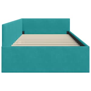 Rohový rám postele s čelo Tyrkysová 100 cm x 200 cm samet - obrázek 6