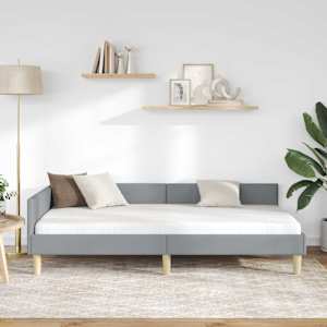 Rohový rám postele Světle šedá 80 x 200 cm textil - obrázek 3