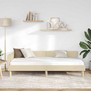 Rohový rám postele Krémová 80 x 200 cm textil - obrázek 3