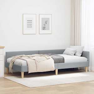 Rohový rám postele Světle šedá 90 x 190 cm textil - obrázek 1