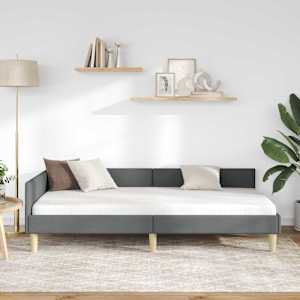 Rohový rám postele Tmavě šedá 90 x 200 cm textil - obrázek 3