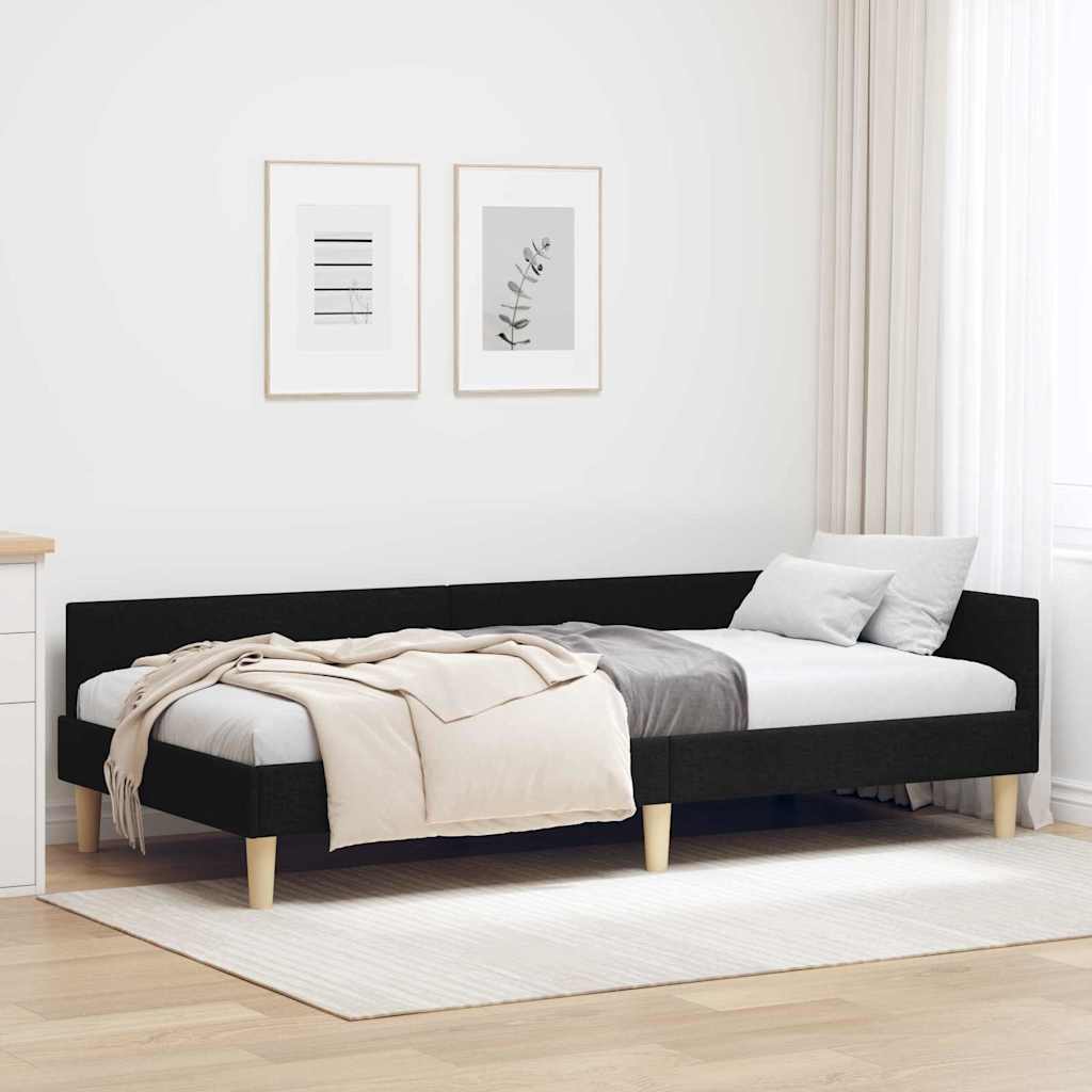 vidaXL Cadru de pat colțar Altele cu headboard Negru 90 x 200 cm