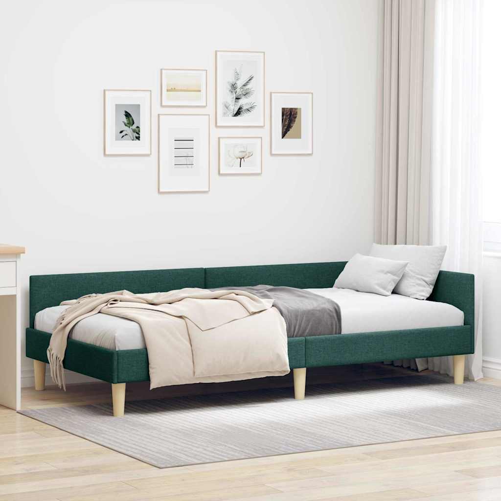 vidaXL Cadru de pat colțar Altele Manual Verde închis 90 x 200 cm