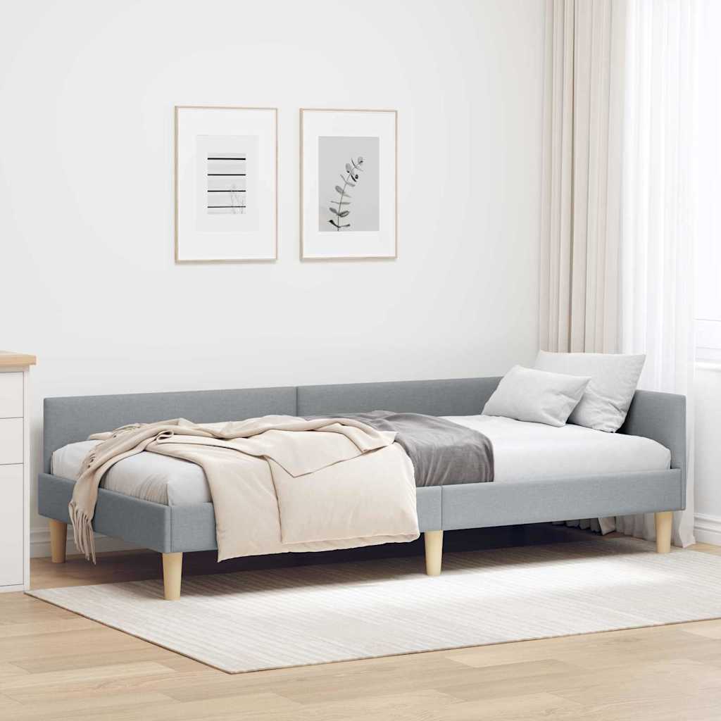 vidaXL Cadru de pat colțar Altele Manual Gri deschis 100 x 200 cm