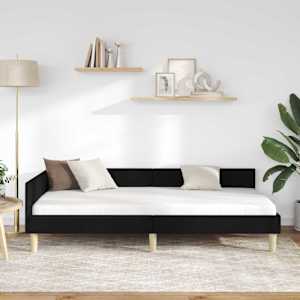 Rohový rám postele Černý 100 x 200 cm textil - obrázek 3