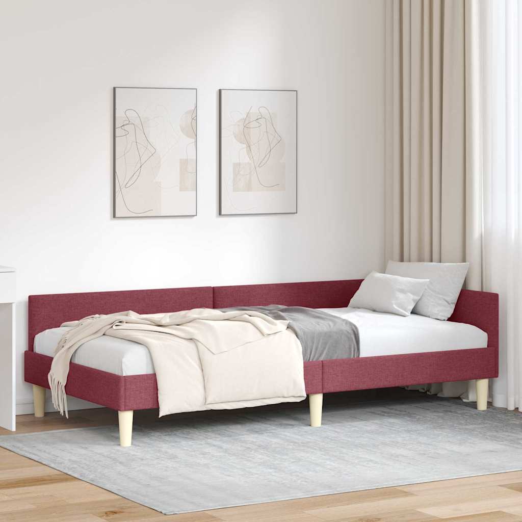 vidaXL Cadru de pat colțar Altele cu headboard bordo 100 x 200 cm
