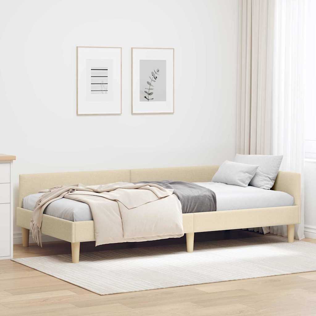 vidaXL Cadru de pat colțar Altele cu headboard Crem 100 x 200 cm