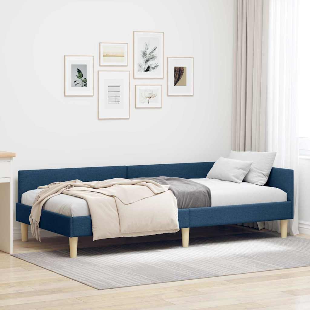 vidaXL Cadru de pat colțar Altele cu headboard albastru 100 x 200 cm