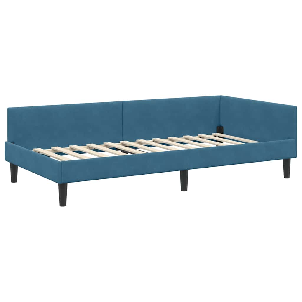 Thumbnail - vidaXL Eckbettgestell Blau 80 x 200 cm Samt und Engineered Holz