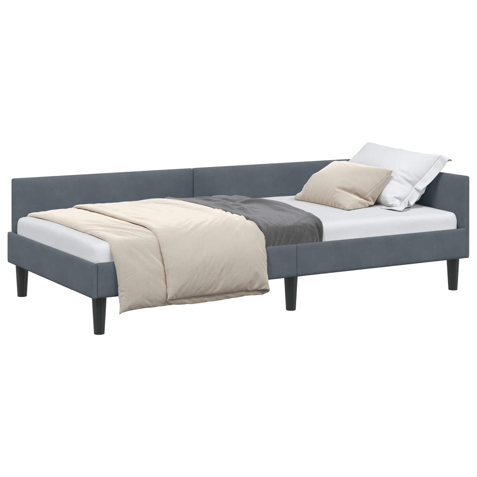 VidaXL Hoek Bed Frame Donkergrijs 80 Cm X 200 Cm Fluweel