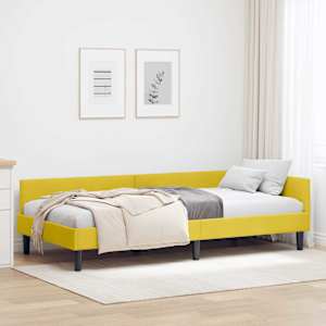 Rohový rám postele s čelo Žlutá 80 cm x 200 cm SametaPlywood - obrázek 1