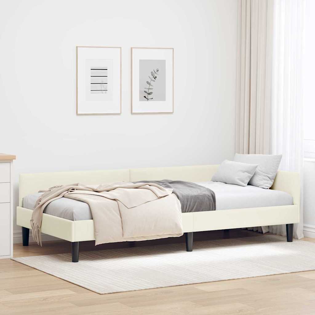 vidaXL Cadru de pat colțar Crem 80 x 200 cm Catifea și lemn laminat