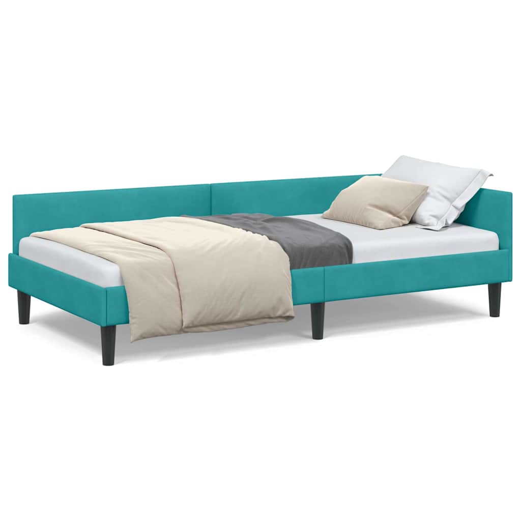 Corner Bed Frame with Headboard Manual Turquoise 80 x 200 cm - Image 4