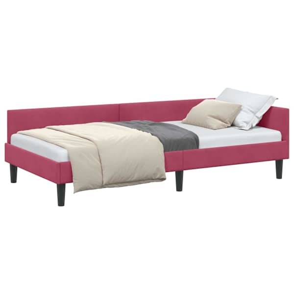 vidaXL Nurgavoodi raam peaga Veinpunane 90 cm x 190 cm Samet