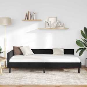 Rohový rám postele s čelo Černá 90 cm x 190 cm SametaPlywood - obrázek 3